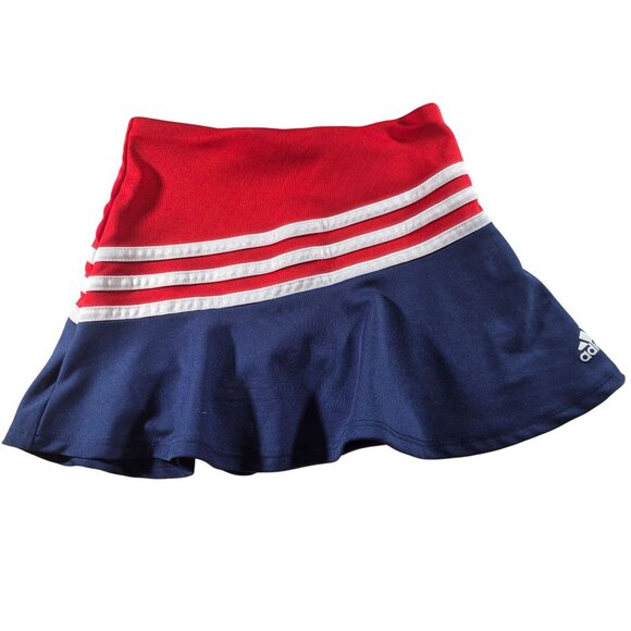 Adidas Girls Red Navy Skort White Stripes Built-In Shorts 3T bathing suit skirt - Picture 1 of 4